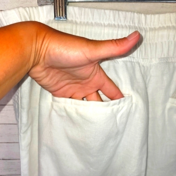 ATHLETA CABO LINEN WIDE LEG WHITE PANTS, SZ 14 - Picture 5 of 11